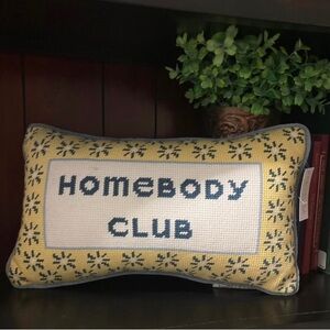 Homebody Club Embroidered Throw Pillow - Yellow & Blue